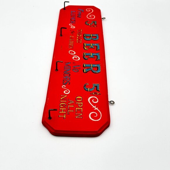 Vintage 5 Cent Beer Sign V.G. Japan Rustic Man Cave Nostalgic Bar Plaque Dorm - Picture 2 of 13